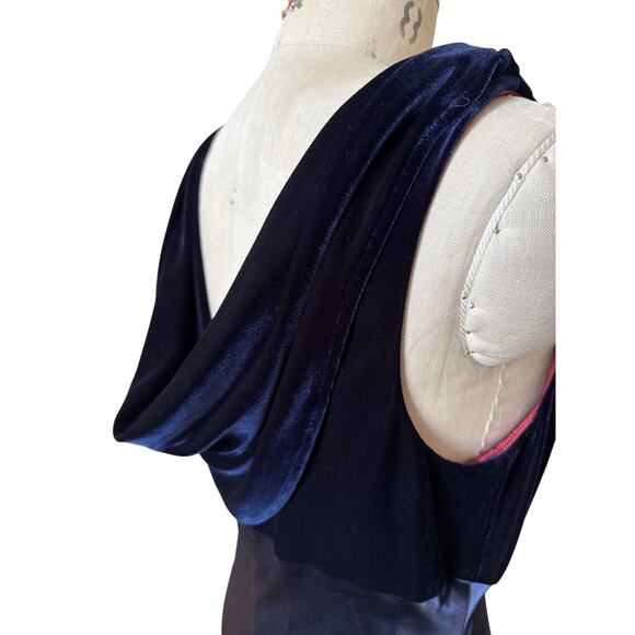 Vintage 90s ABS Evening Velvet and Satin Long Formal Party Dress Size 12 - Picture 5 of 6